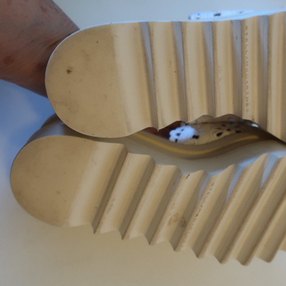 WOMENS STELLA MCCARTNEY WHITE EYELET PLATFORM SANDAL SLIDES 36.5 US/6.5 * - Picture 8 of 10